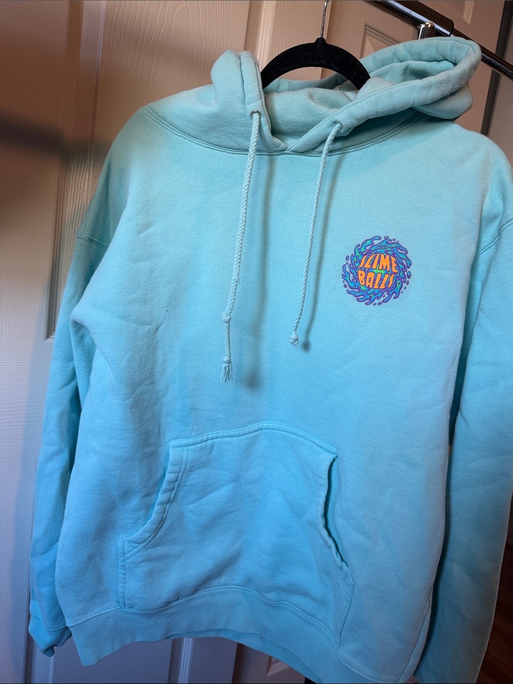 Urban Outfitters Mint Aqua Crewneck Hoodie with Small Graphic